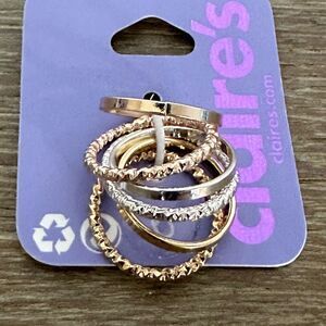 Claire’s Silver Gold Mixed Metals Spacer Rings Set of 6